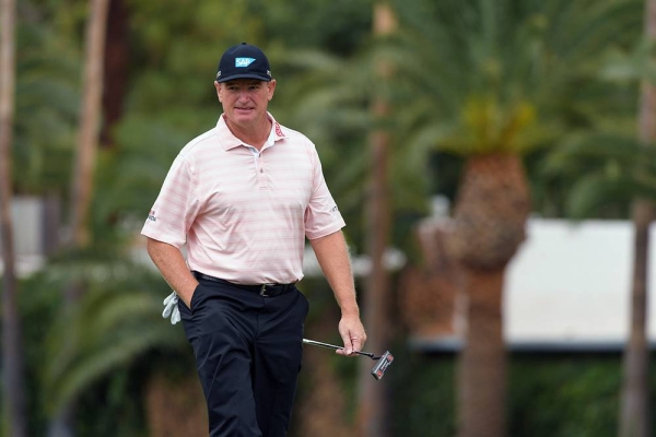 Ernie Els of South Africa walks onto the ninth green during the first round of the PGA TOUR Champions Charles Schwab Cup Championship at Phoenix Country Club on Nov. 6, 2020 in Phoenix, Arizona. (Photo by Ben Jared/PGA TOUR via Getty Images)