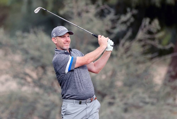 Henrik Stenson of Sweden plays a shot from the eighth tee during the pro-am as a preview for the Omega Dubai Desert Classic on the Majlis Course at The Emirates Golf Club on Jan. 22, 2020 in Dubai, United Arab Emirates. (Photo by David Cannon)