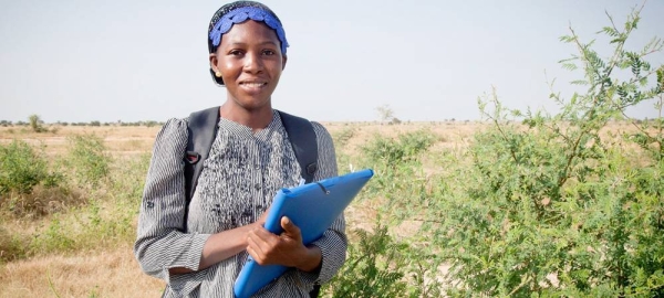 Barkissa Fofana, a young microbiologist from Burkina Faso, is confident that science can help combat climate change and desertification. — courtesy FAO/Gideon Vink