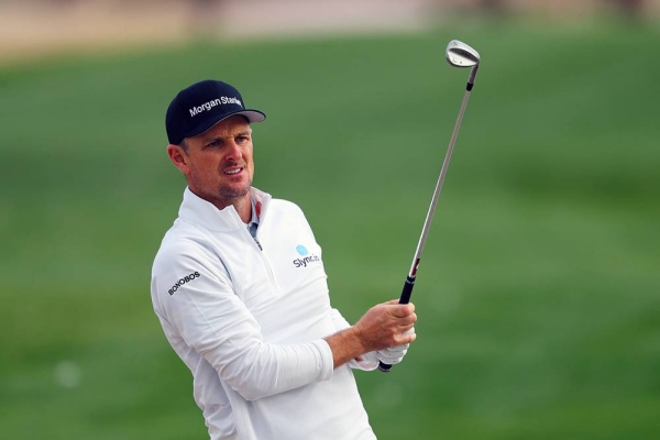 Tyrrell Hatton of England tees off on the eighth hole during the pro am ahead of the Omega Dubai Desert Classic at Emirates Golf Club on Tuesday in Dubai, United Arab Emirates. (Photo by Warren Little)