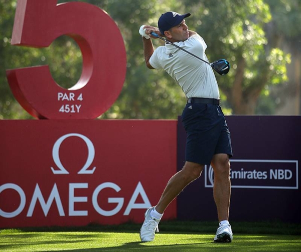 Sergio Garcia of Spain plays in the pro am ahead of the Omega Dubai Desert Classic at Emirates Golf Club on Jan. 27, 2021 in Dubai, United Arab Emirates. (Photo by Warren Little)