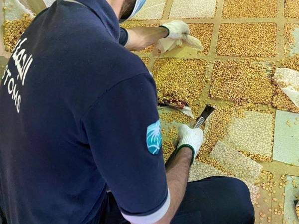 The Saudi Customs foiled an attempt to smuggle over 14 million pills of Captagon hidden in a consignment at the King Abdulaziz Port in Dammam. — SPA photos