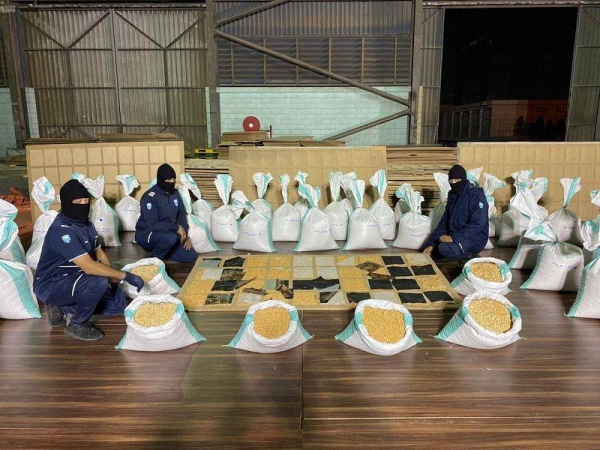 The Saudi Customs foiled an attempt to smuggle over 14 million pills of Captagon hidden in a consignment at the King Abdulaziz Port in Dammam. — SPA photos