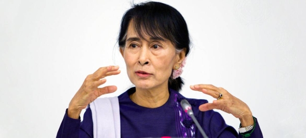 Aung San Suu Kyi, General Secretary of the National League for Democracy of Myanmar, addresses a meeting at the United Nations in New York in this file picture. 