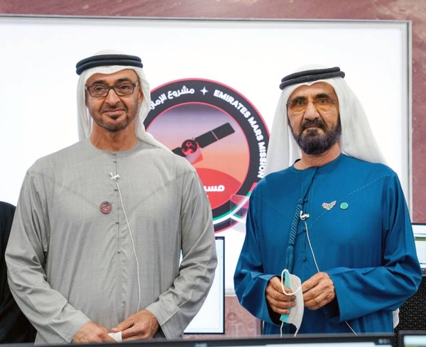 Sheikh Mohammed Bin Rashid Al Maktoum, vice president and prime minister of UAE and ruler of Dubai, and Sheikh Mohamed Bin Zayed Al Nahyan, crown prince of Abu Dhabi and deputy supreme commander of the UAE Armed Forces.