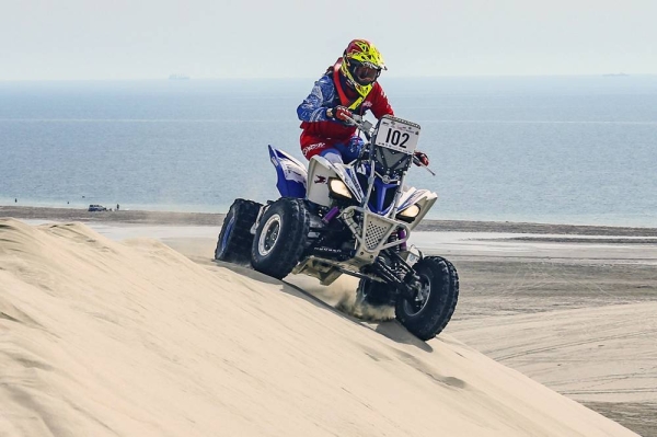 Sam Sunderland celebrates his win in Qatar in 2017.