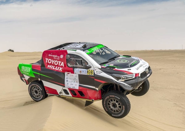 Yazeed Al Rajhi and Michael Orr in their Toyota Hilux Overdrive