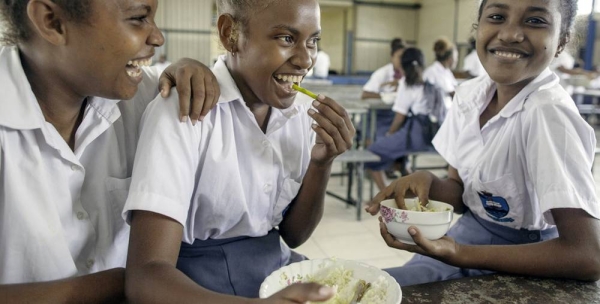 Students receiving meals at a school in northern Uganda. — courtesy UNICEF/Francis Emorut