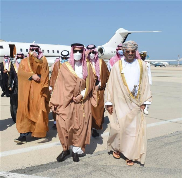  Saudi Arabia’s Foreign Minister Prince Faisal Bin Farhan met here on Wednesday with his Omani counterpart Sayyid Badr Hamad Al-Busaidi during his brief visit to the Sultanate. — Courtesy Oman News Agency