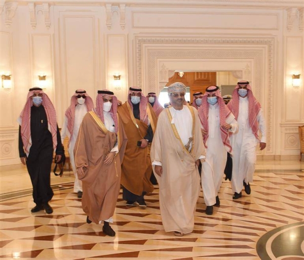  Saudi Arabia’s Foreign Minister Prince Faisal Bin Farhan met here on Wednesday with his Omani counterpart Sayyid Badr Hamad Al-Busaidi during his brief visit to the Sultanate. — Courtesy Oman News Agency