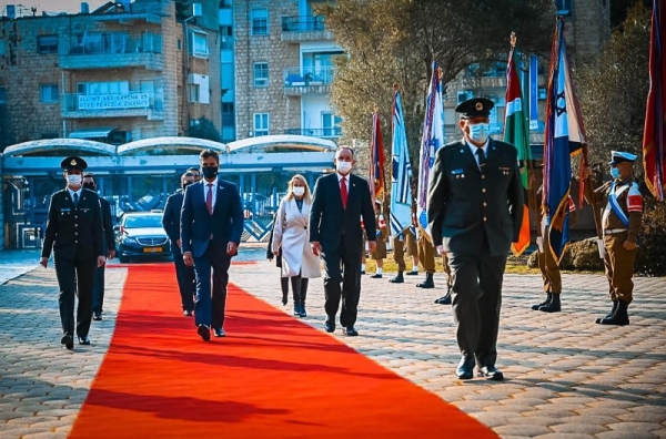 Mohamed Mahmoud Al Khaja, the first ambassador of the United Arab Emirates to Israel presented his credentials to Israeli Reuven Rivlin on Monday. — WAM photos