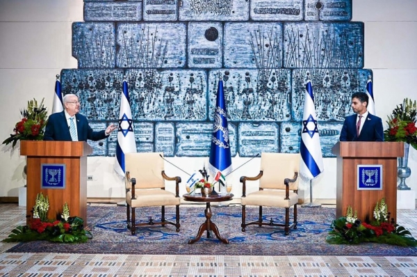 Mohamed Mahmoud Al Khaja, the first ambassador of the United Arab Emirates to Israel presented his credentials to Israeli Reuven Rivlin on Monday. — WAM photos