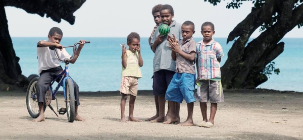 Children play on the beach in Epi island, Vanuatu, an archipelago in the western Pacific which is home to about 300,000 people. — courtesy UNICEF/Jason Chute