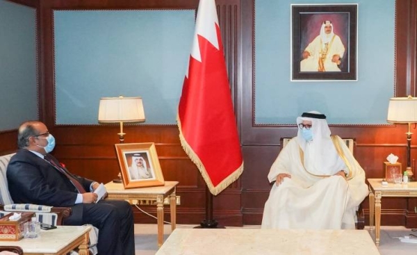 Bahrain's Foreign Minister Dr. Abdullatif Al-Zayani met here on Wednesday India's Ambassador to Bahrain Piyush Srivastava. — BNA