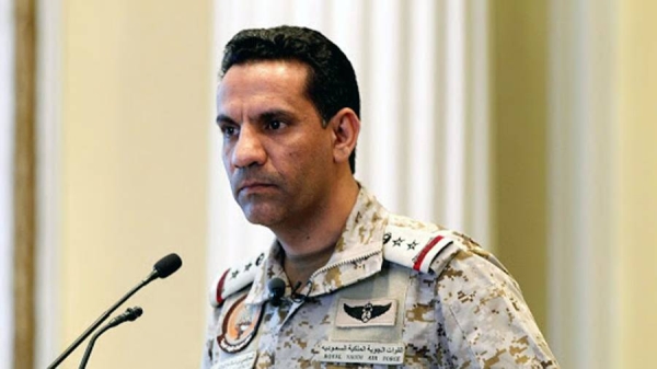 The Arab Coalition forces on Friday intercepted and destroyed five explosive-laden drones launched by the Iran-backed Houthi militia, according to the official spokesman of the coalition Brig. Gen. Turki Al-Maliki.