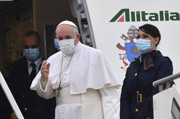 Pope Francis has landed in Iraq for a historic tour of the war-ravaged nation. — Courtesy WAM