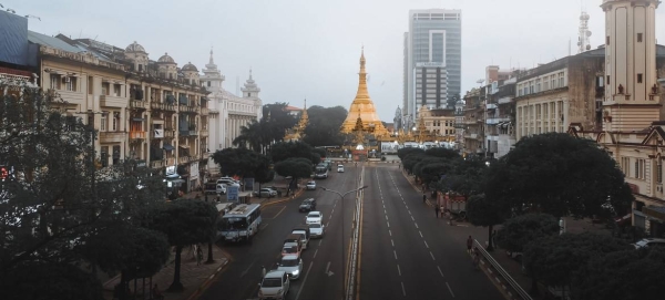 The Sule pagoda in downtown Yangon, the commercial hub of Myanmar, is seen in this file courtesy photo.
