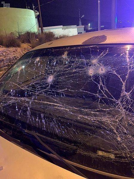 A child and a civilian were injured on Friday by falling debris from the intercepted drones fired by the Iran-backed Houthi militia, targeting Saudi Arabia. — SPA photos