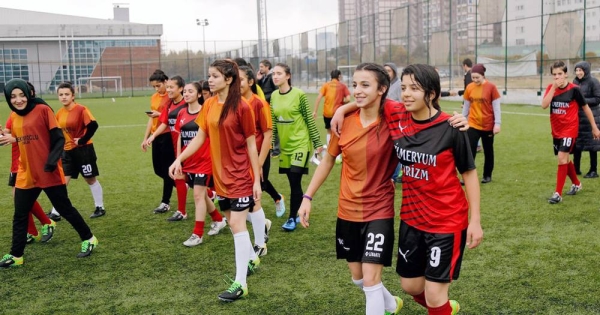 In Turkey, young women play in a soccer match to end violence against women and girls. — courtesy UN Women