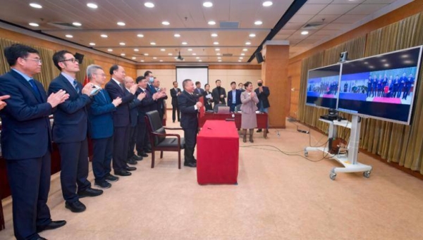 Members of the China National Space Administration during the joint signing with Russian space agency Roscosmos on Tuesday. — Courtesy photo