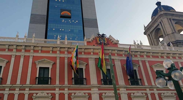 The Great House of the People (building in background) and the Government Palace in La Paz, Bolivia. — courtesy UN Bolivia/Hasan Lopez