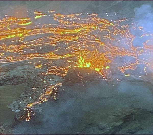 First daylight photos of the volcanic fissure eruption on Reykjanes peninsula in Iceland taken Saturday morning by @gaeslan (Icelandic Coast Guard). — courtesy photo