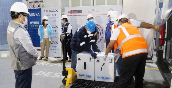 Peru receives 117,000 COVID-19 vaccines through the COVAX Facility at Jorge Chavez International Airport. — courtesy UNICEF/Jose Vilca