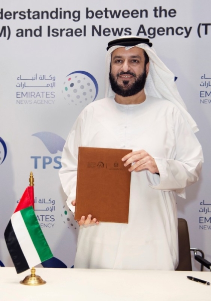 Mohammed Jalal Al Rayssi, director-general of WAM, and Amotz Eyal, director-general of TPS signed the agreement. — WAM photos