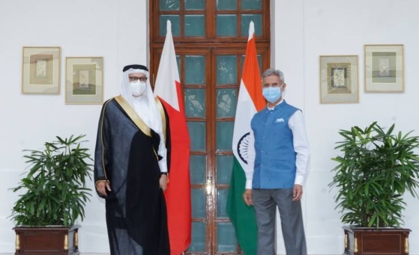 The meeting was co-chaired by Bahrain’s Foreign Minister Abdullatif Al-Zayani, left, and his Indian counterpart, S. Jaishankar.