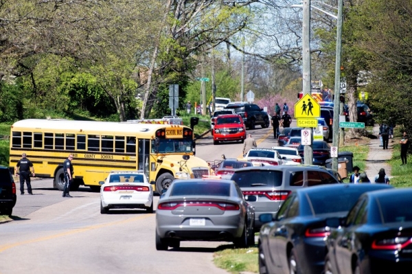 Police attend a shooting at Austin-East Magnet High School in Knoxville, Tennessee, on Monday. — Courtesy photo