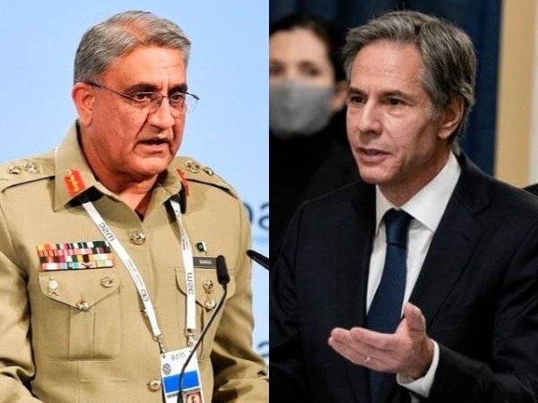 US Secretary of State Antony Blinken, right, had a telephone conversation on Wednesday with Pakistan army chief Gen. Qamar Javed Bajwa. — Courtesy photo