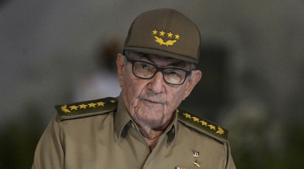 Raul Castro gives a speech during the celebration of 60th Anniversary of Cuban Revolution, in Santiago de Cuba, Cuba, on Jan. 1, 2019, in this file photo. 