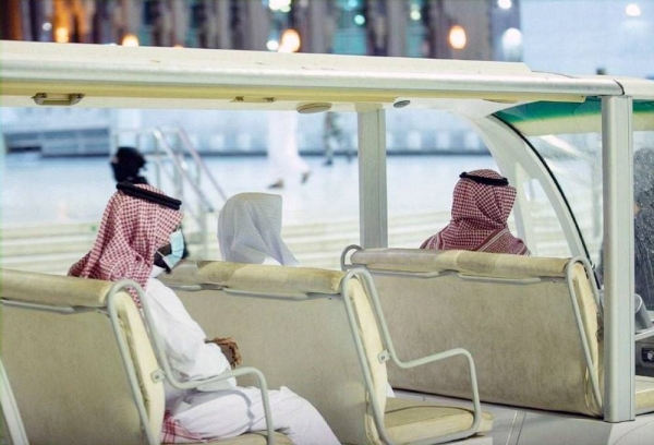 General Presidency for the Affairs of the Grand Mosque and the Prophet's Mosque launched the initiative of transporting the elderly and people with disabilities using golf carts in the eastern and western squares.