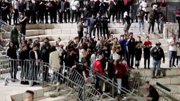A videograb of the clashes in Jerusalem.