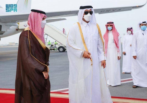  Qatar’s Emir Sheikh Tamim Bin Hamad received Saudi Arabia’s Foreign Minister Prince Faisal Bin Farhan on Monday.
