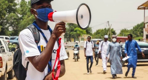 A COVID-19 public awareness campaign takes place in Chad’s capital city, N’Djamena. — courtesy UNICEF/Martina Palazzo