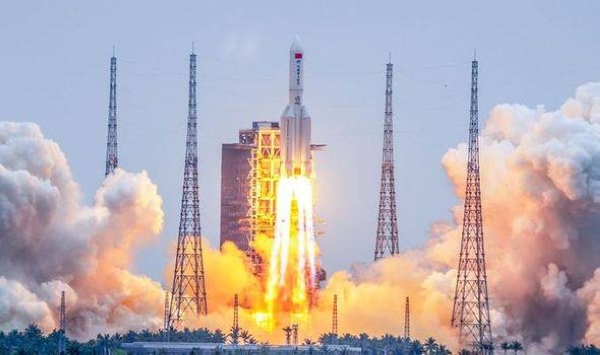 The main segment from the Long March-5b vehicle was used to launch the first module of China's new space station last month. — Courtesy file photo
