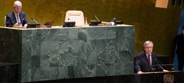 UN Secretary-General António Guterres addresses the General Assembly as part of the selection process for another term as the UN Chief. — Courtesy photo