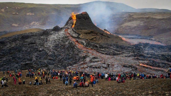 Periods of calm followed by giant geysers of lava, hundreds of meters high, can be seen from the capital Reykjavik about 40 kilometers away. — Courtesy file photo

