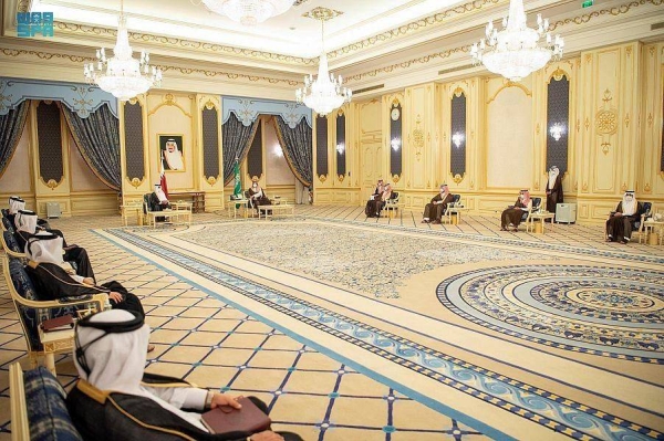 Crown Prince Muhammad Bin Salman met with Qatar’s Emir Sheikh Tamim Bin Hamad at the Royal Court at Al-Salam Palace here early Tuesday.