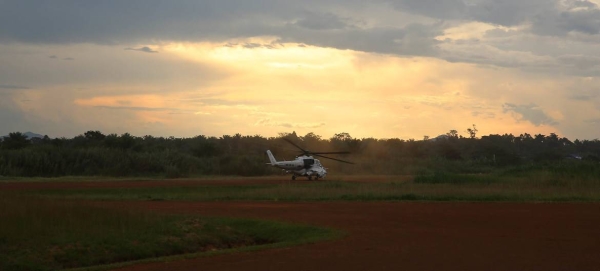 A helicopter takes off from a MONUSCO base in Beni, North Kivu, for a reconnaissance mission in this courtesy file photo.

