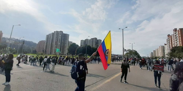 Protesters in the streets of Bogota, Colombia. — courtesy Jeimmy Celemín