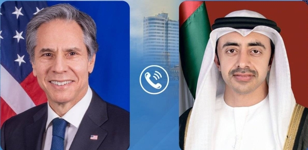 Foreign Minister of the United Arab Emirates and US Secretary of State Antony Blinken held talks on Monday over the phone about the current situation in the Middle East. — WAM photo