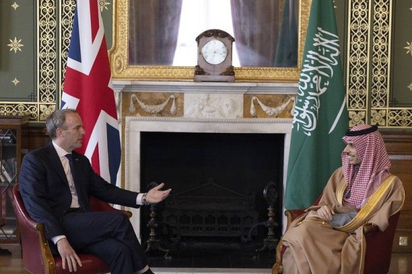 Saudi foreign minister discusses bilateral ties and Palestine with British counterpart