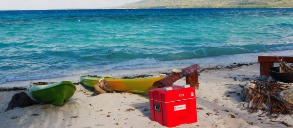 A power cube is readied for transportation to one of the islands in the Vanuatu archipelago. — courtesy UNDP