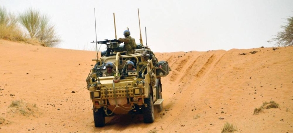 British Army driver and UN peacekeeper, Trooper Jack Drake pilots a Jackal 2 vehicle on patrol in the Gao region of Mali. — courtesy Crown copyright 2021