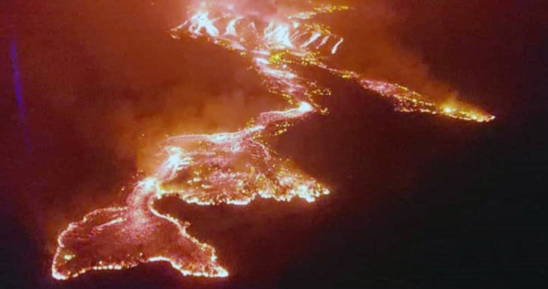 Lava from the Mount Nyiragongo volcano flows towards the city of Goma in the eastern Democratic Republic of the Congo. — courtesy MONUSCO