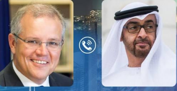 Abu Dhabi Crown Prince Sheikh Mohamed Bin Zayed Al-Nahyan, right, received on Tuesday a telephone call from Australian Prime Minister Scott Morrison. — WAM file photo