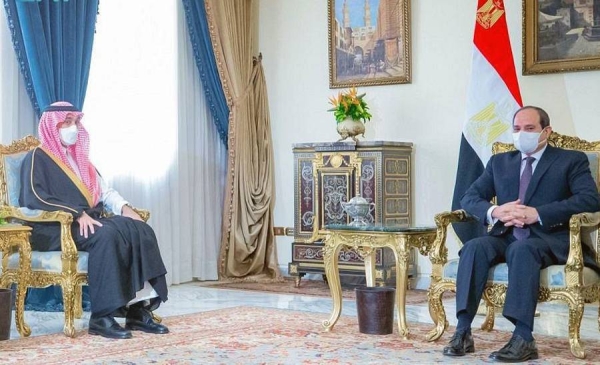 Egyptian President Abdul Fattah El-Sisi received here Tuesday Minister of Sport Prince Abdulaziz Bin Turki Al-Faisal.