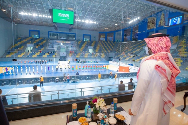 Minister of Sports watches Saudi national team play against Morocco in Arab Futsal Cup in Cairo